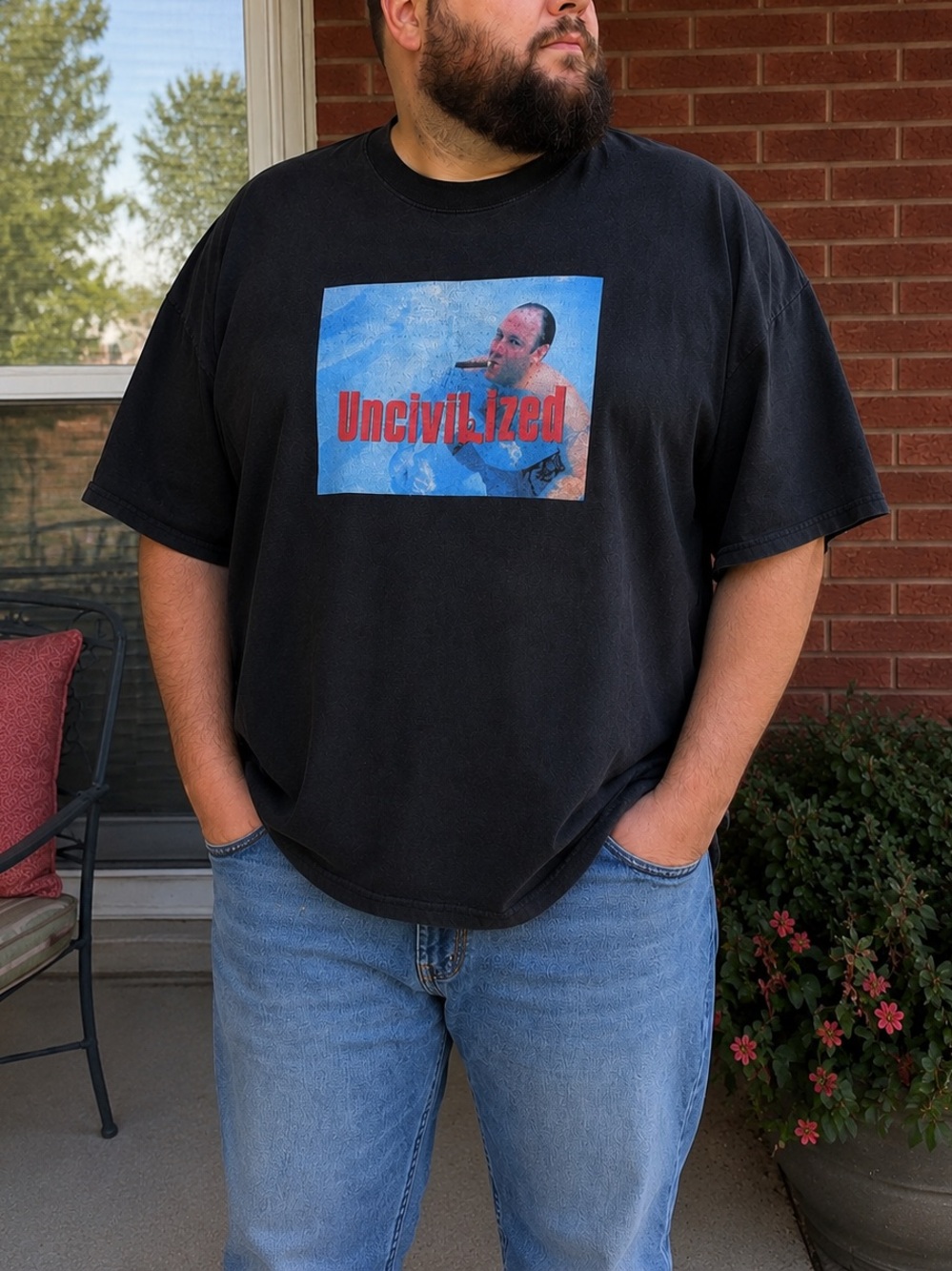 Uncivilized Tony Soprano Graphic Tee Men’s 3XL The Sopranos Streetwear Black